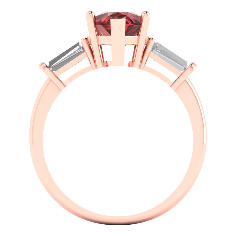 2.5 cttw Natural Garnet Three-Stone Engagement Ring - Solid Gold (Pear Cut,10x7mm)