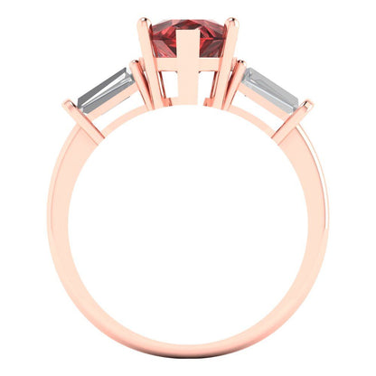 2.5 cttw Natural Garnet Three-Stone Engagement Ring - Solid Gold (Pear Cut,10x7mm)