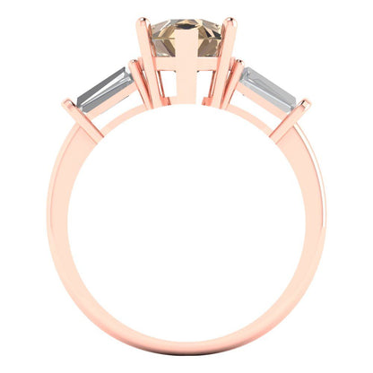 2.5 cttw Yellow Moissanite Three-Stone Engagement Ring - Solid Gold (Pear Cut,10x7mm)