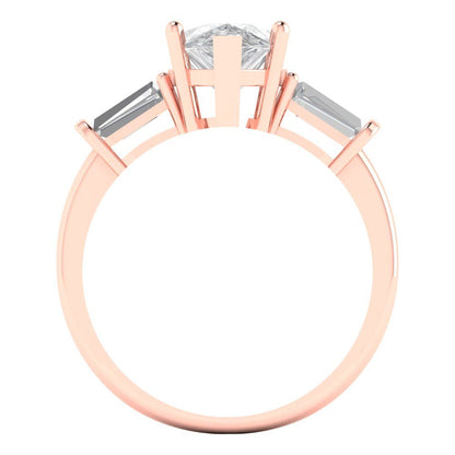 2.5 cttw Zirconia Simulated Diamond Three-Stone Engagement Ring - Solid Gold (VVS1, Pear Cut,10x7mm)