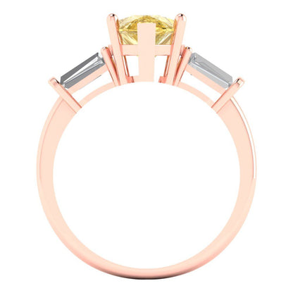 2.5 cttw Natural Citrine Three-Stone Engagement Ring - Solid Gold (Pear Cut,10x7mm)