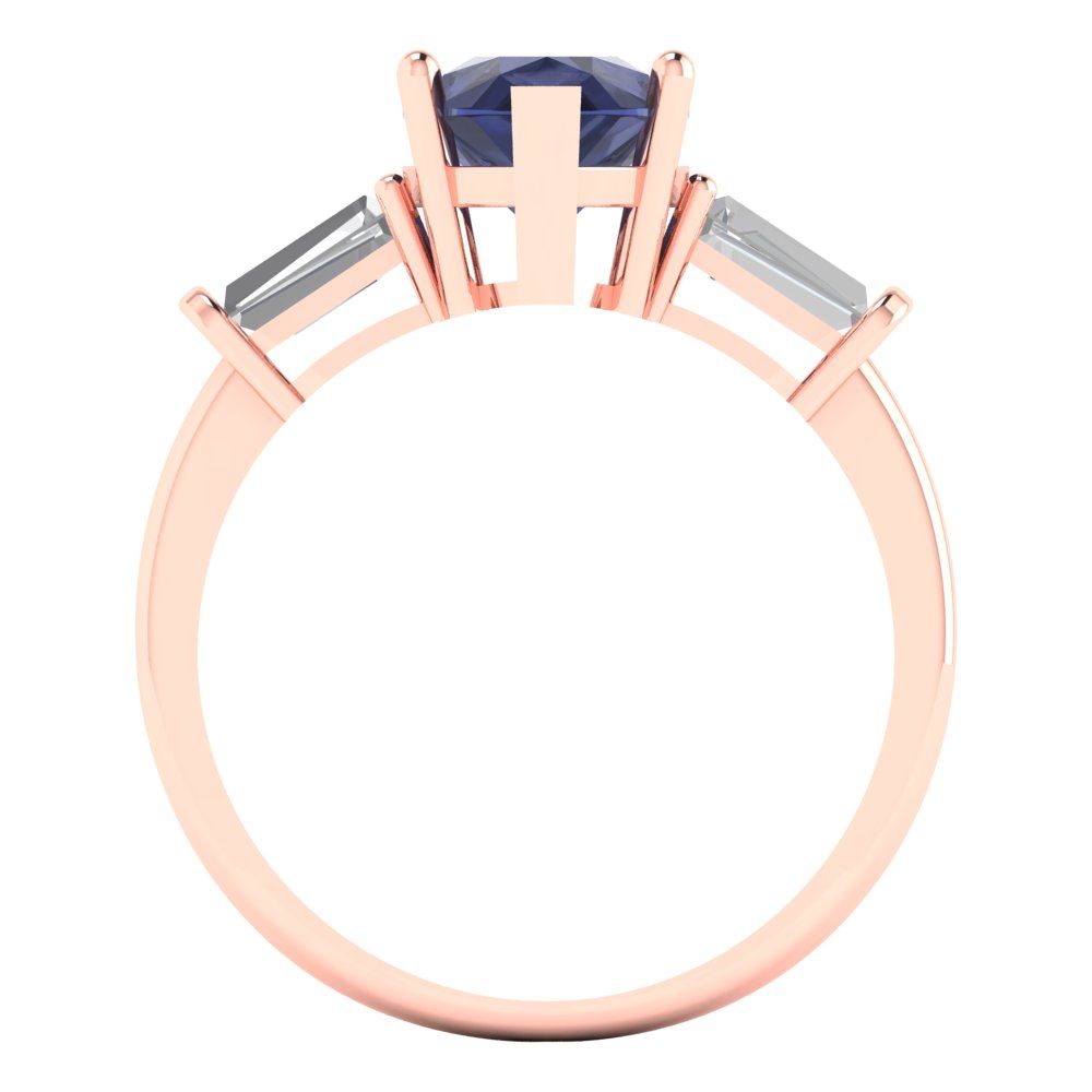 2.5 cttw Simulated Blue Sapphire Three-Stone Engagement Ring - Solid Gold (Pear Cut,10x7mm)