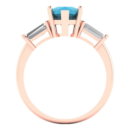 2.5 cttw Simulated Turquoise Three-Stone Engagement Ring - Solid Gold (Pear Cut,10x7mm)