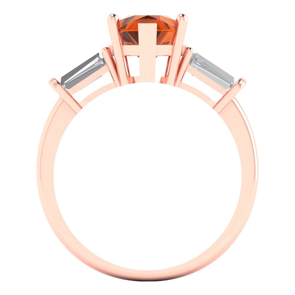 2.5 cttw Simulated Pink Tourmaline Three-Stone Engagement Ring - Solid Gold (Pear Cut,10x7mm)