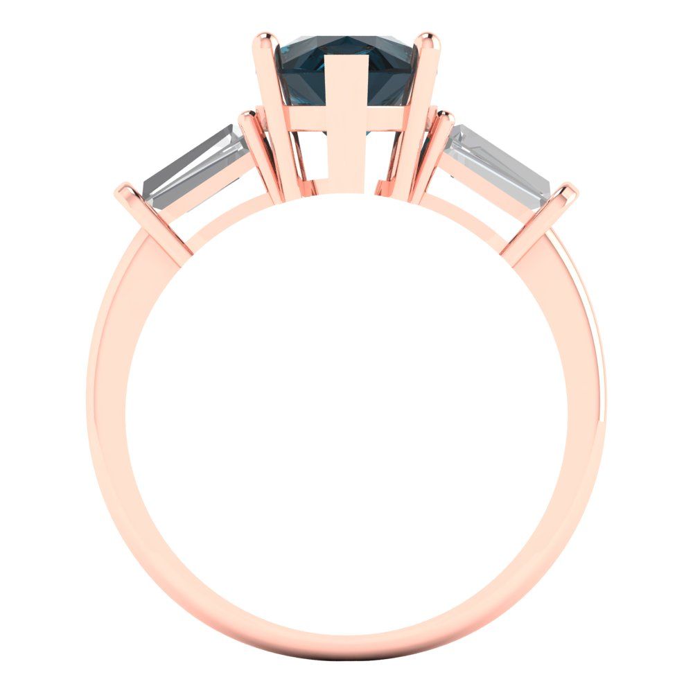 2.5 cttw Natural London Blue Topaz Three-Stone Engagement Ring - Solid Gold (Pear Cut,10x7mm)