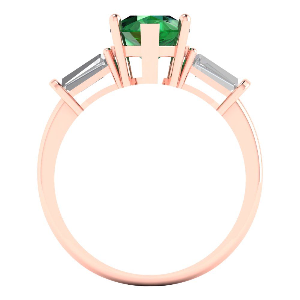 2.5 cttw Simulated Emerald Three-Stone Engagement Ring - Solid Gold (Pear Cut,10x7mm)