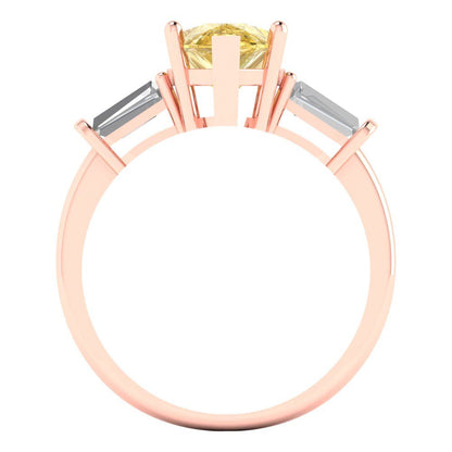 2.5 cttw Zirconia Simulated Yellow Diamond Three-Stone Engagement Ring - Solid Gold (VVS1, Pear Cut,10x7mm)
