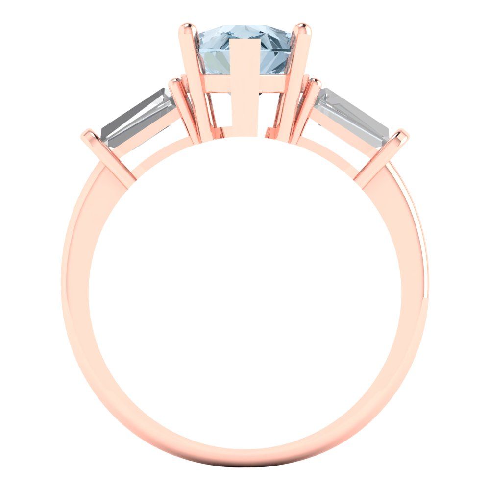 2.5 cttw Natural Aquamarine Three-Stone Engagement Ring - Solid Gold (Pear Cut,10x7mm)