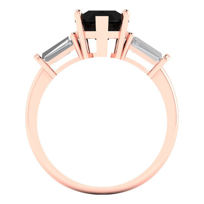 2.5 cttw Natural Onyx Three-Stone Engagement Ring - Solid Gold (Pear Cut,10x7mm)