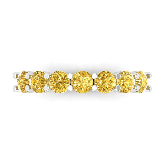 1.19 cttw Simulated Yellow Diamond Round Cut White Gold Eternity Wedding Band