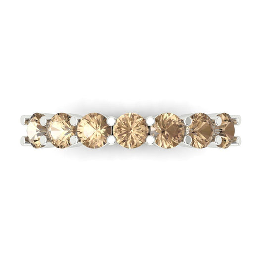 1.19 cttw Yellow Moissanite Round Cut White Gold Eternity Wedding Band