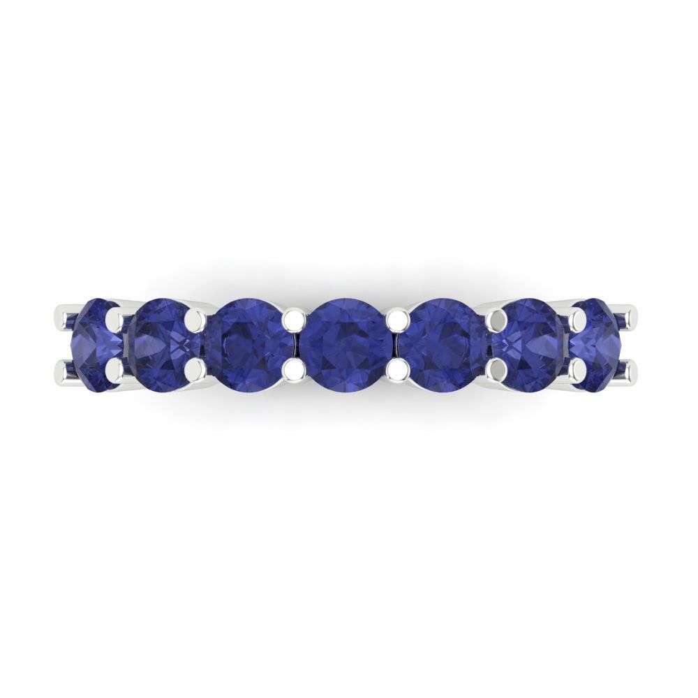 1.19 cttw Simulated Tanzanite Round Cut White Gold Eternity Wedding Band