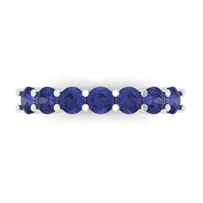 1.19 cttw Simulated Tanzanite Round Cut White Gold Eternity Wedding Band