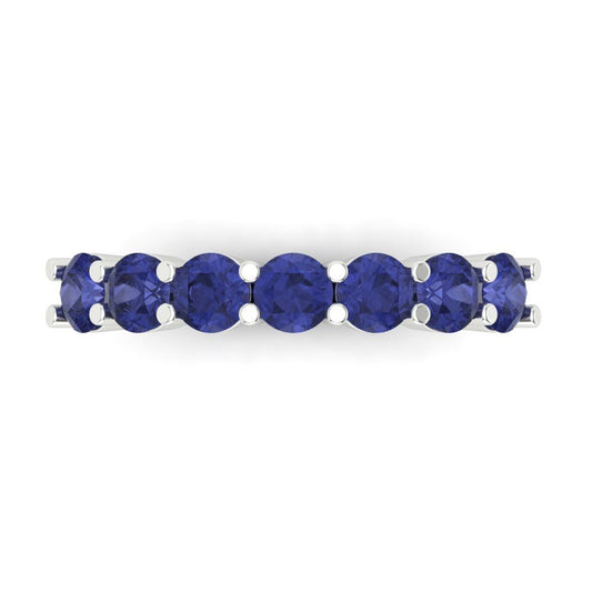 1.19 cttw Simulated Tanzanite Round Cut White Gold Eternity Wedding Band