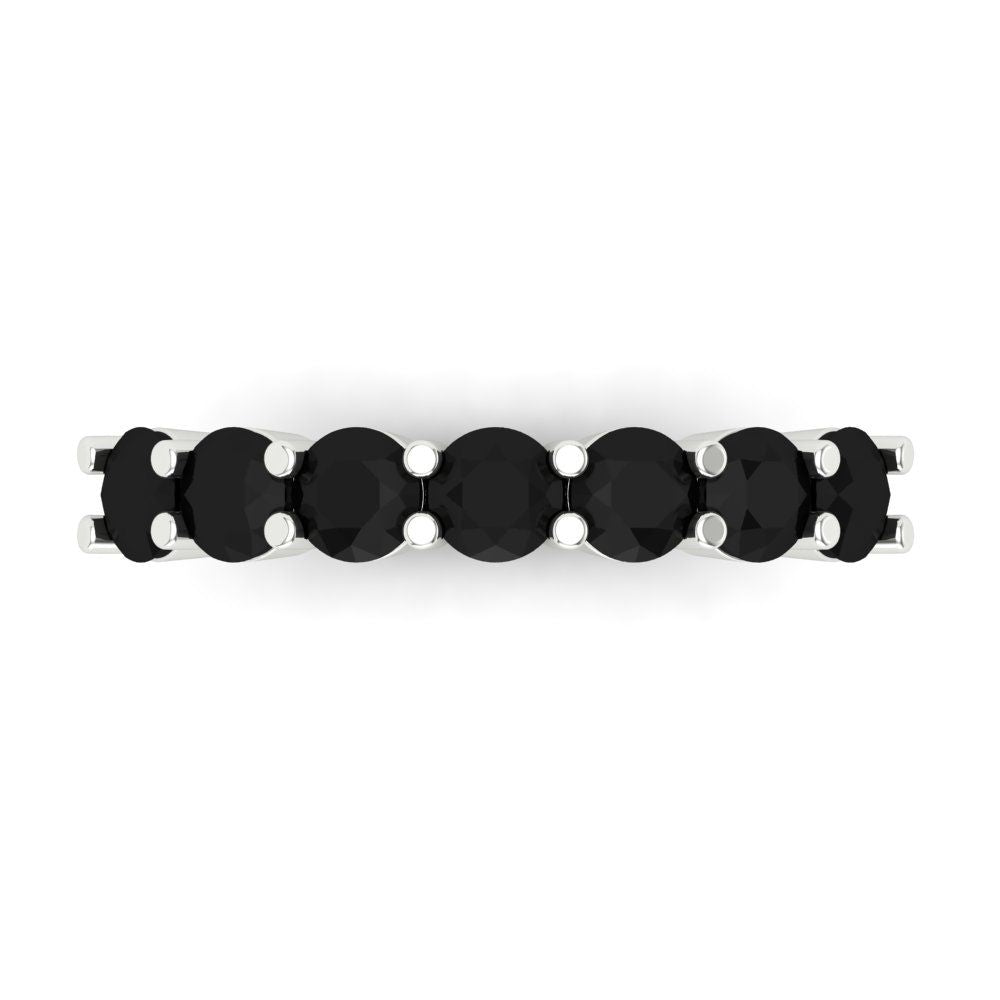 1.19 cttw Natural Onyx Round Cut White Gold Eternity Wedding Band