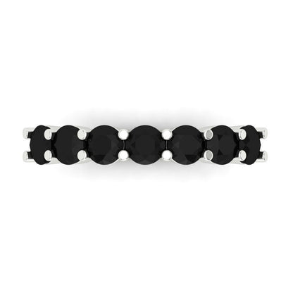 1.19 cttw Natural Onyx Round Cut White Gold Eternity Wedding Band