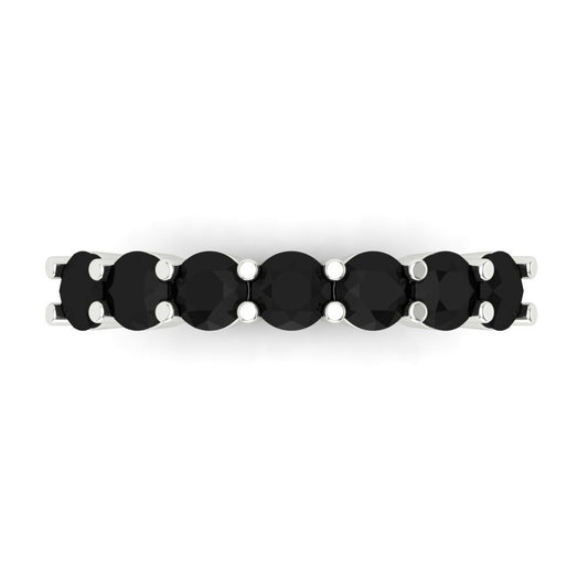 1.19 cttw Natural Onyx Round Cut White Gold Eternity Wedding Band