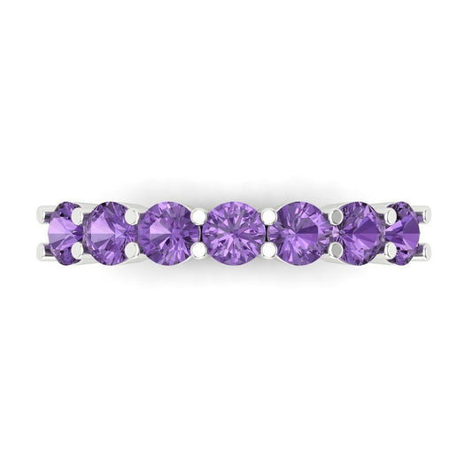 1.19 cttw Simulated Alexandrite Round Cut White Gold Eternity Wedding Band