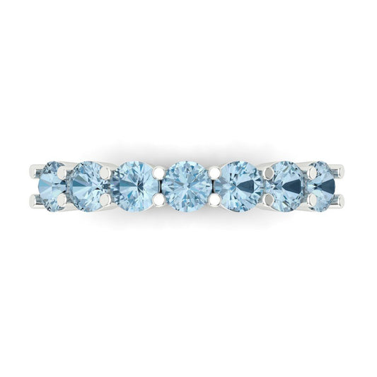 1.19 cttw Simulated Blue Diamond Round Cut White Gold Eternity Wedding Band