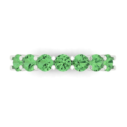 1.19 cttw Simulated Green Diamond Round Cut White Gold Eternity Wedding Band