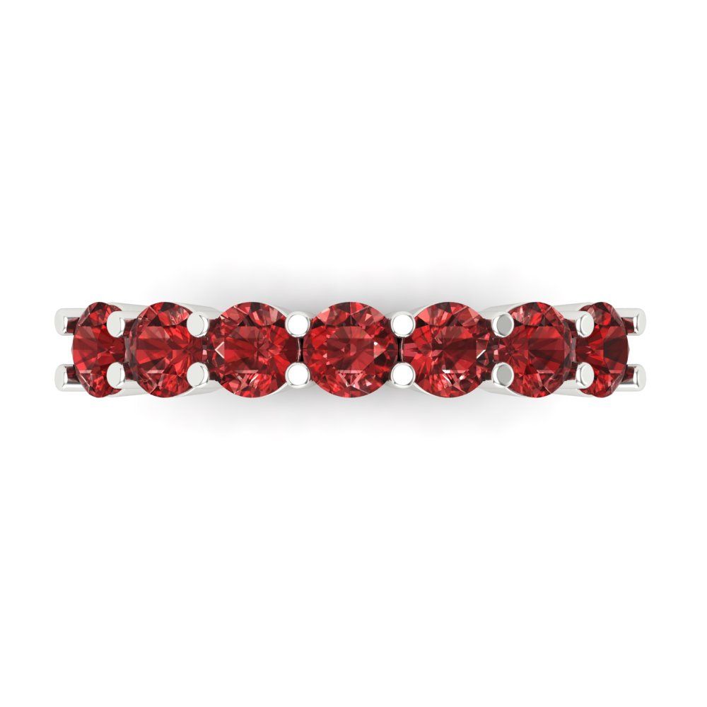 1.19 cttw Natural Garnet Round Cut White Gold Eternity Wedding Band