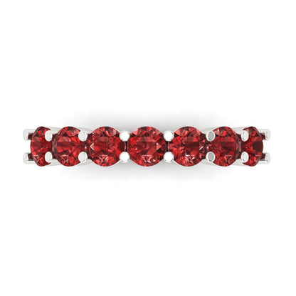 1.19 cttw Natural Garnet Round Cut White Gold Eternity Wedding Band
