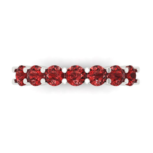 1.19 cttw Natural Garnet Round Cut White Gold Eternity Wedding Band