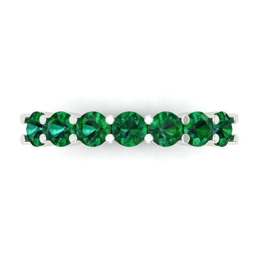 1.19 cttw Simulated Emerald Round Cut White Gold Eternity Wedding Band