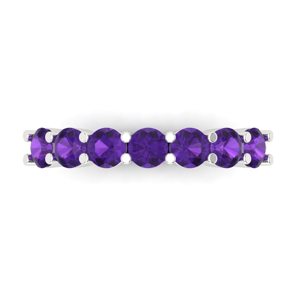 1.19 cttw Natural Amethyst Round Cut White Gold Eternity Wedding Band