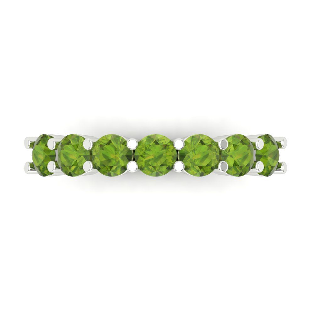 1.19 cttw Natural Peridot Round Cut White Gold Eternity Wedding Band