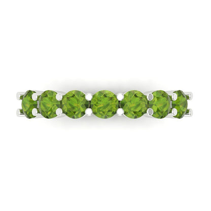 1.19 cttw Natural Peridot Round Cut White Gold Eternity Wedding Band