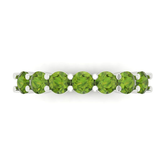 1.19 cttw Natural Peridot Round Cut White Gold Eternity Wedding Band