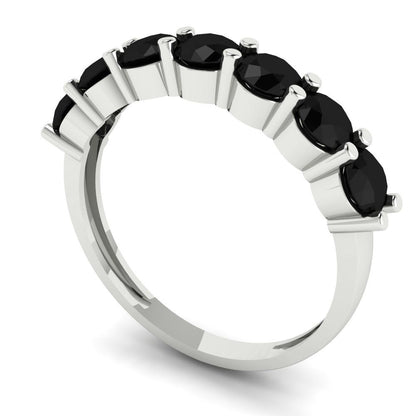 1.19 cttw Natural Onyx Round Cut White Gold Eternity Wedding Band