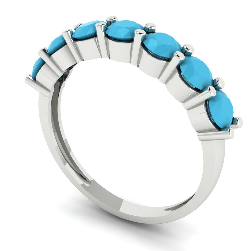 1.19 cttw Simulated Turquoise Round Cut White Gold Eternity Wedding Band