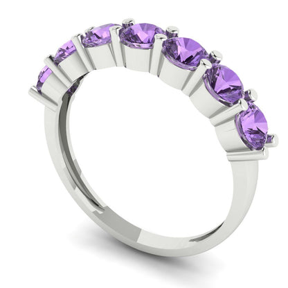 1.19 cttw Simulated Alexandrite Round Cut White Gold Eternity Wedding Band
