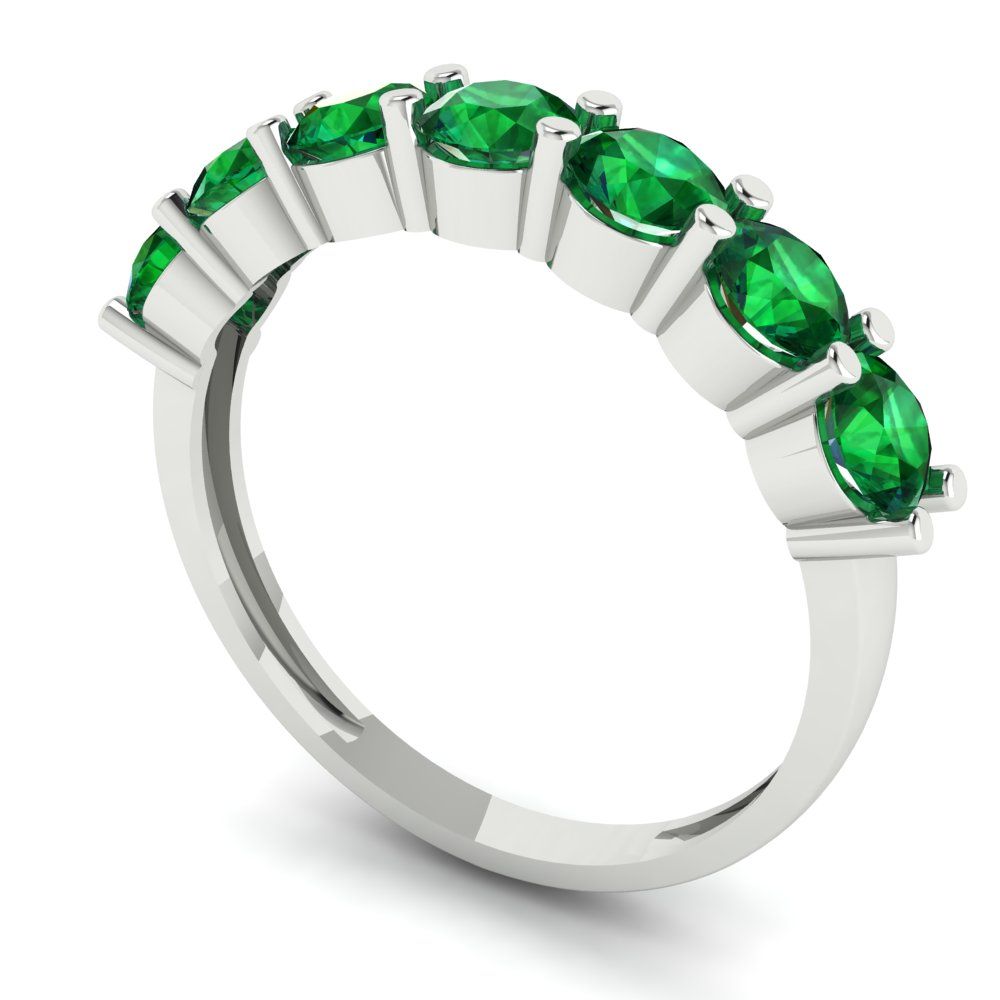 1.19 cttw Simulated Emerald Round Cut White Gold Eternity Wedding Band