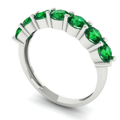 1.19 cttw Simulated Emerald Round Cut White Gold Eternity Wedding Band