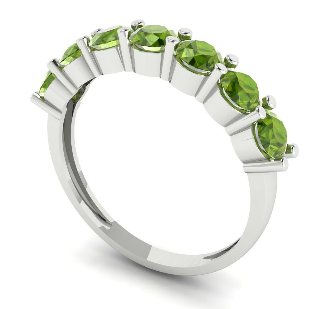 1.19 cttw Natural Peridot Round Cut White Gold Eternity Wedding Band