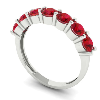 1.19 cttw Simulated Ruby Round Cut White Gold Eternity Wedding Band