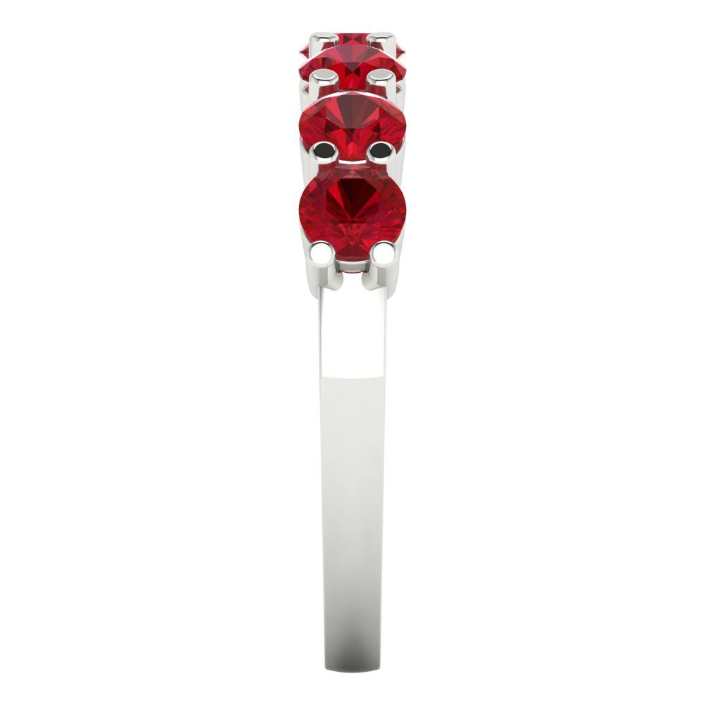 1.19 cttw Simulated Ruby Round Cut White Gold Eternity Wedding Band