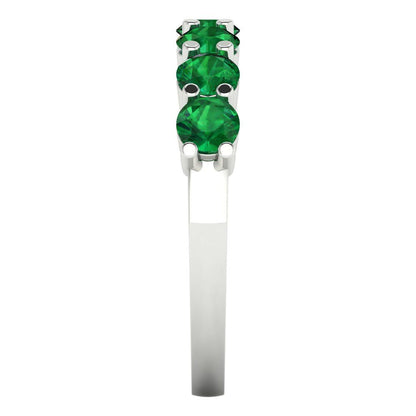 1.19 cttw Simulated Emerald Round Cut White Gold Eternity Wedding Band
