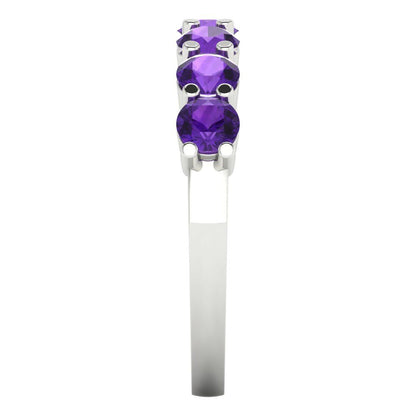 1.19 cttw Natural Amethyst Round Cut White Gold Eternity Wedding Band