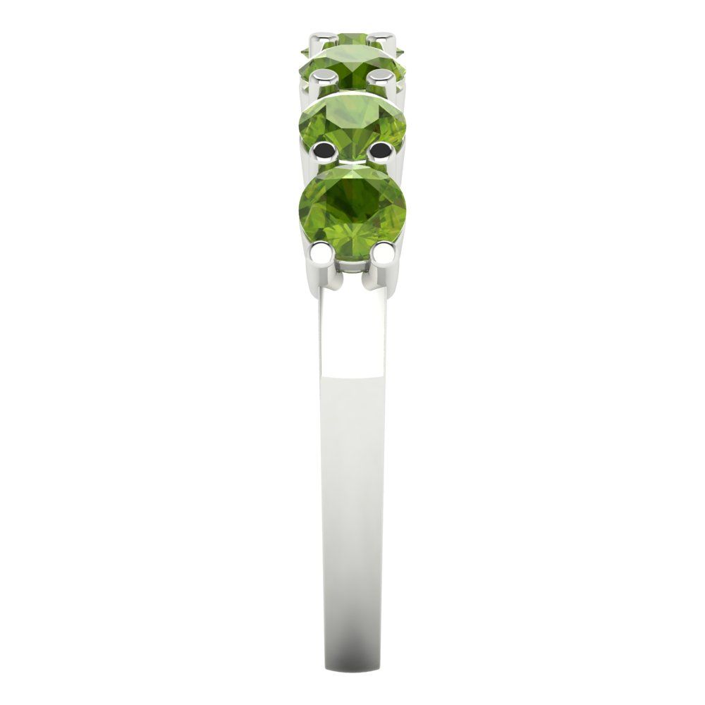 1.19 cttw Natural Peridot Round Cut White Gold Eternity Wedding Band