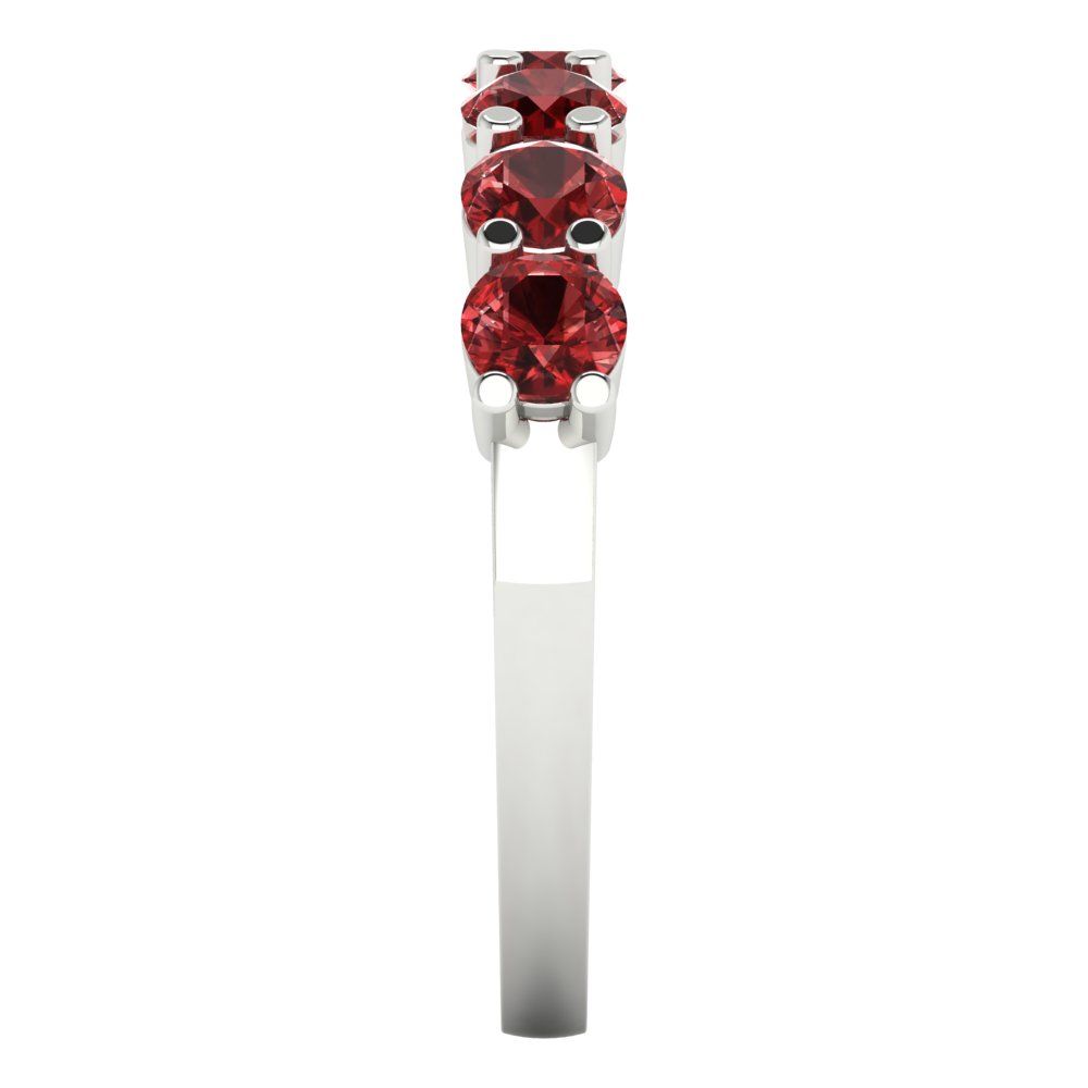 1.19 cttw Natural Garnet Round Cut White Gold Eternity Wedding Band