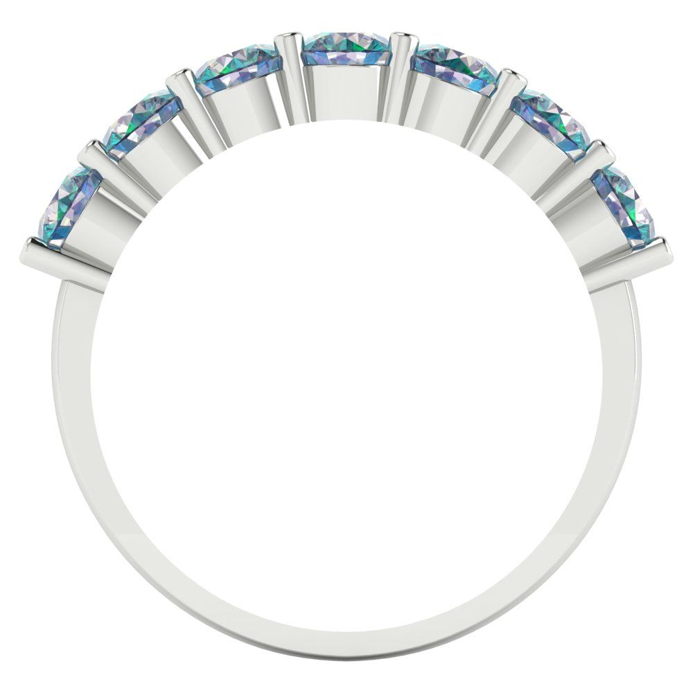 1.19 cttw Blue Moissanite Round Cut White Gold Eternity Wedding Band