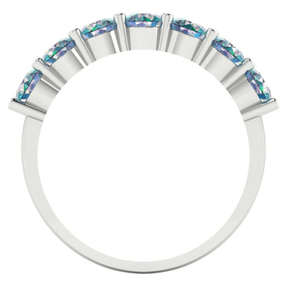 1.19 cttw Blue Moissanite Round Cut White Gold Eternity Wedding Band