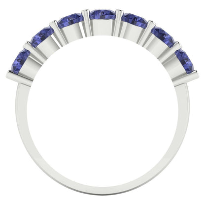 1.19 cttw Simulated Tanzanite Round Cut White Gold Eternity Wedding Band