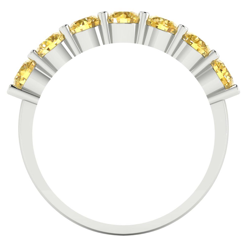 1.19 cttw Simulated Yellow Diamond Round Cut White Gold Eternity Wedding Band