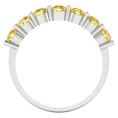 1.19 cttw Simulated Yellow Diamond Round Cut White Gold Eternity Wedding Band
