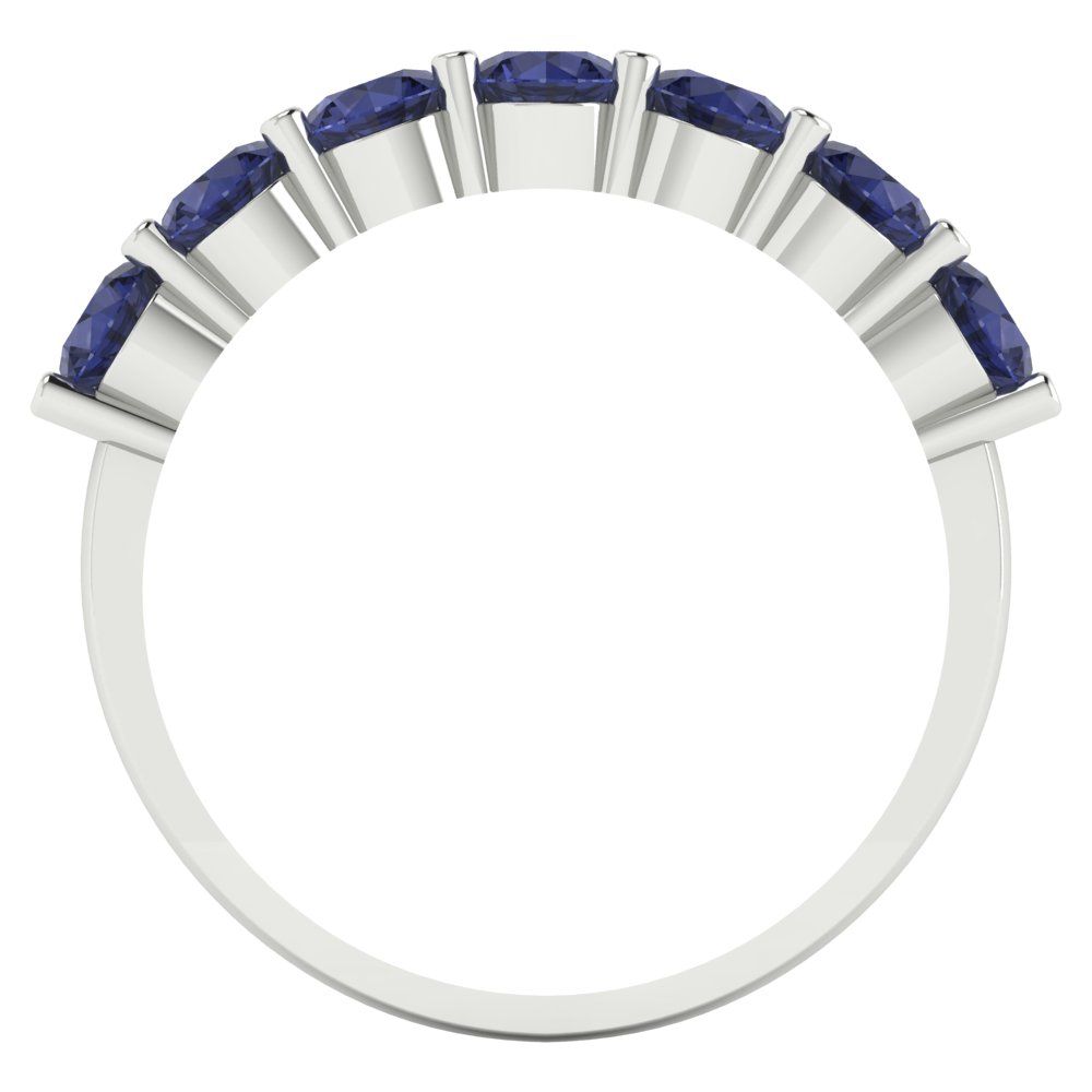 1.19 cttw Simulated Blue Sapphire Round Cut White Gold Eternity Wedding Band